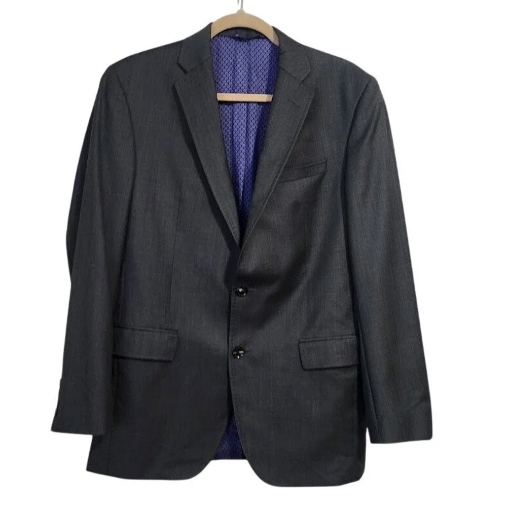 TED BAKER LONDON 2 button Endurance Wool Blazer‎ Sport Coat Gray 40R
